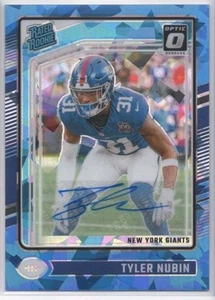 2024 Donruss Optic #296 Tyler Nubin Auto /15 Blue Cracked Ice Giants Rookie RC - Picture 1 of 2