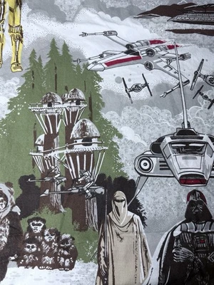 Pottery Barn Kids Star Wars Flat Sheet TWIN Ewok Jabba Darth Vader - Image 1 of 4