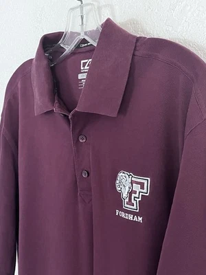 Camisa Polo Fordham University Rams Talla Grande Cortador Buck Burgandy Manga Corta Foto 1 de 4