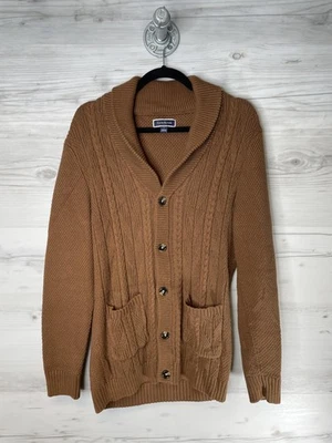 Suéter Club Room Para Hombres Pequeño Marrón Mantón Cuello Cable Tejido Cárdigan Algodón Foto 1 de 4