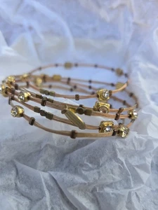 Seasonal Whispers Bangle Bracelets Set Of 5 Goldtone Coppertone Clear Crystals - Picture 1 of 6
