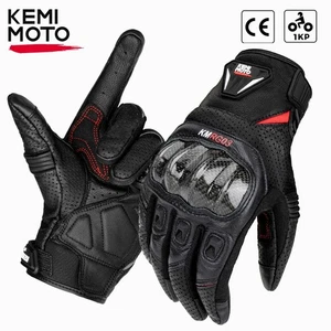 Leder Motorradhandschuhe Herren Moto Touchscreen Carbon Schutz Motorrad Sommer - Bild 1 von 9