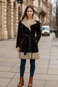 Vintage Penny Lane Afghan Faux Fur Coat Jacke Large Damen Braun 70’s Mob Wife - Bild 1 von 10