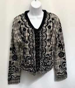 RECTANGLE BLANC PARIS Made In France Cardigan Sweater Women M V-Neck Embellished - Picture 1 of 16