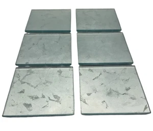 Set of 6 Silver Glass Square Coasters Heat Resistant Table Mats Modern Home Deco - Picture 1 of 2