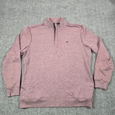 Travis Mathew Sweater Mens XL Burgundy Heather Quarter Zip Golf Pullover Casual - Image 1 of 4