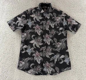 Travis Mathew Button-Up Shirt Mens Medium Black Floral Short Sleeve Lightweight - Picture 1 of 14