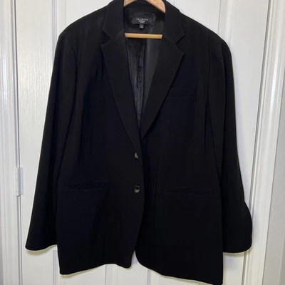 Chaqueta Blazer Talbots Mujer Dos Botones 20W Negra Cápsula Minimalista Foto 1 de 4