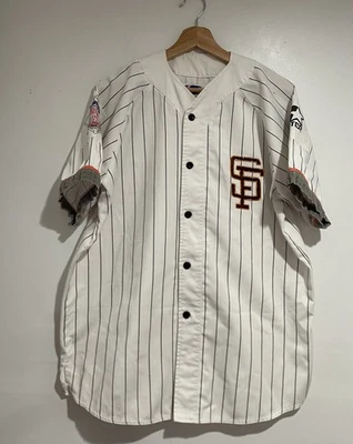 Vintage 90s Starter MLB SF San Francisco Giants Pinstripe Baseball  Jersey Sz L - Image 1 of 4
