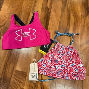 Under armour and billabong set 2 swim tops youth size 10 NWT - Picture 1 of 8