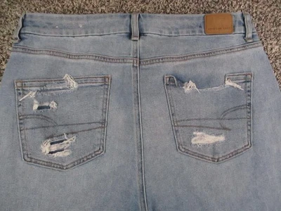 American Eagle Jeans Womens 14 Blue Curvy Mom High Rise Distressed Stretch 33x27 - Image 1 of 4