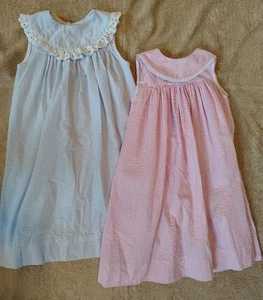 Set Of Two Bailey Boys Girls' Seersucker Collared Sleeveless Dresses Size 6 - Picture 1 of 10