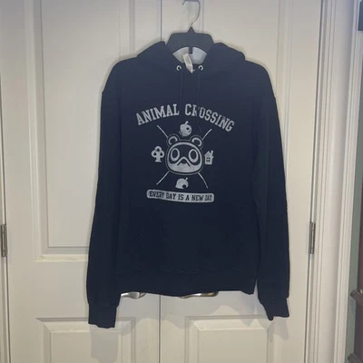 Sudadera con capucha negra Nintendo Animal Crossing Every Day Is A New Day para hombre mediana Jerzee Foto 1 de 4