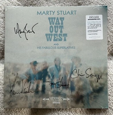 MARTY STUART - WAY OUT WEST Vinyl LP SIGNED AUTOGRAPHED by Marty And Band Sealed - Image 1 of 4