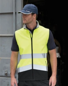 Result Hi Vis Bodywarmer Jacket Softshell High Viz Gilet Microfleece Top Vest - Picture 1 of 8