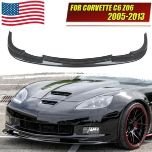 For Corvette C6 Z06 2005-13 ZR Style Carbon Black Front Bumper Splitter Lip Kit - Picture 1 of 13