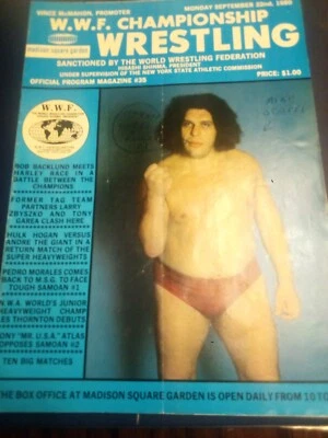 1980 WWWF programa de lucha libre Hulk Hogan RIP NWA carrera Backlund Andre Giant msg Foto 1 de 4
