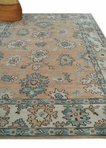 Tappeto lana annodato a mano 8X10 pesca e avorio design tradizionale Oushak - DD/NCP2932 - Foto 1 di 12
