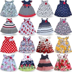 Kleid Baby Kinder Sommerkleid Mädchen Hochzeit Kleider Gestreift Blumen Punkte - Bild 1 von 107
