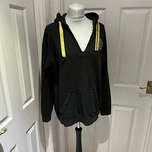 Joules Black Yellow Gold V Neck Size 16 Pull Over Hoodie Cotton Blend Cosy Comfy - Picture 1 of 10