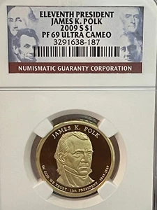 2009-S PRESIDENTIAL DOLLAR $1 JAMES K POLK PR69DCAM NGC #187 - Picture 1 of 2