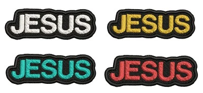 ATHENA BRANDS JESUS iron-on PATCH embroidered GOD FAITH CRUCIFIX CROSS CHRISTIAN BIKER new