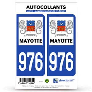 2 Stickers autocollant plaque immatriculation : 976-H Mayotte LogoType - Picture 1 of 14