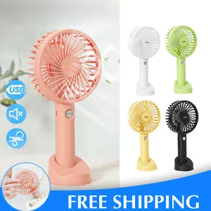Mini Hand-held Fan With Base Portable Desk Fan Cooler Cooling USB Rechargeable - Picture 1 of 18