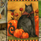 Toland Folk Cat 12.5 x 18 Fall Autumn Pumpkin Rustic Halloween Garden Flag