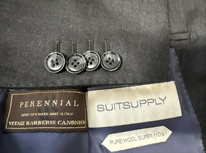 SUITSUPPLY Napoli Gray Suit Blazer Sport Coat 44L  Perennial  Super 110s Wool - Picture 1 of 21