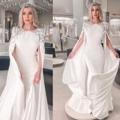 Wedding Dresses Chiffon Applique Long Sleeve Boat Neck Sheath Elegant Queen - Image 1 of 4