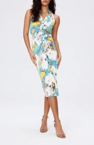 Nuevo Auténtico Vestido Diane Von Furstenburg Maren Día Sueño Floral Azul Grande $358 - Imagen 1 de 10