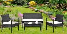 SALOTTO GIARDINO POLYRATTAN SET DIVANO POLTRONE CON CUSCINI ARREDO ESTERNO SIRIO
