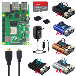Raspberry Pi 4 Model B Kit 2 4 8GB RAM + Lüfter Aluminium Gehäuse+128GB TF Karte - Bild 1 von 6