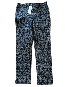 Chicos So Slimming Black Juliet Flocked Scroll Ankle Pant Black Sz 00 US 2 - Picture 1 of 4