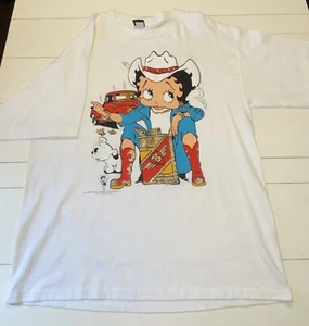 VTG 1996 Betty Boop Shirt Out Of Gas Single stitch Diamond Dust XL - Picture 1 of 9
