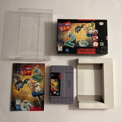 1995 Super Nintendo/SNES ~Earthworm Jim 2~ Box Cart Manual Protector Nice - Image 1 of 4