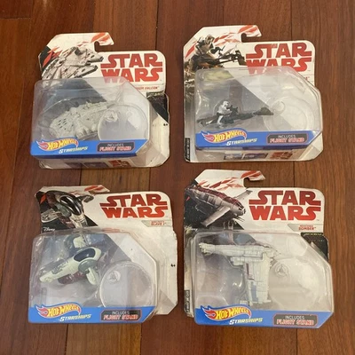 Lot of 4 Star Wars Hot Wheels Starships 2016 Die Cast- Speeder, Bomber, Slave - Image 1 of 4