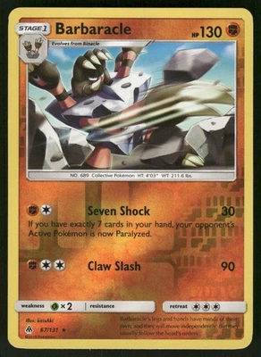 2018 Lightly Played Pokemon Barbaracle 67/131 Forbidden Light - Image 1 of 3