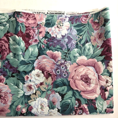 VIP Cranston 4 Yds Cabbage Roses Victorian Style Cotton Fabric Joan Messmore - Image 1 of 3