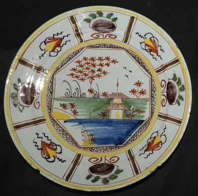 Assiette DELFT fin 18ème : Joli décor polychrome - Photo 1/4