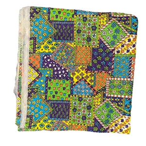 Vintage 1970s Bright Cheater Fabric w Batting 43x88 Floral Rainbow Hippie Fun - Picture 1 of 6