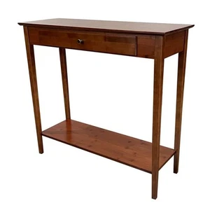 32 in. Mahogany 30 in. Rectangle Bamboo Console Table with Drawer and Shelf - Picture 1 of 9