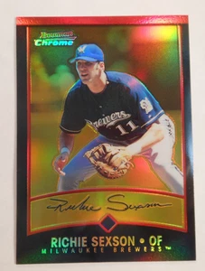 2001 Bowman Chrome Richie Sexson Gold Refractor 42/99 #14 Milwaukee Brewers - Picture 1 of 6