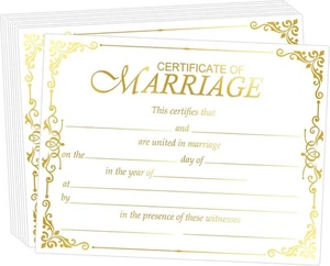 Marriage Certificates with Gold Foil Edges 11 X 8.5 Inch Blank 24 Pcs (Gold) - Picture 1 of 5