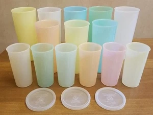 Tupperware Vintage 6, 12, 16 oz Tumbler LOT ~ 117 Juice, 107 115 Pastel LIDS 296 - Picture 1 of 20