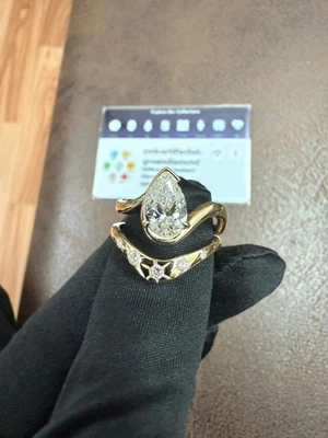 1.70 TCW Pear Lab Grown Diamond Ring for Wedding Engagement IGI Certified 14 KT - Image 1 of 4