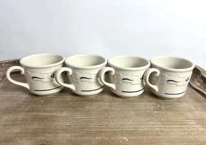 4 PC Longaberger Pottery Woven Traditions Heritage Blue 12 oz Coffee Mug USA - Bild 1 von 8