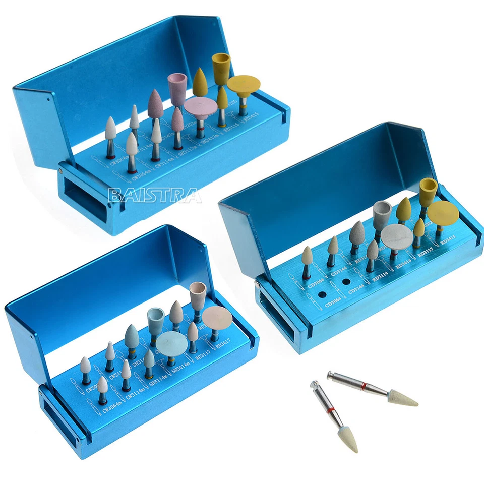 AZDENT Kit de pulido de resina de porcelana de circonita dental fresas RA para pieza de mano de baja velocidad