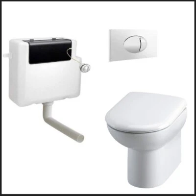 Linton Back to Wall BTW Toilet WC Pan, Soft Close Seat and Concealed Cistern